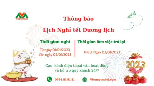 Lịch nghỉ tết Dương lịch 2023 - Vietmytravel